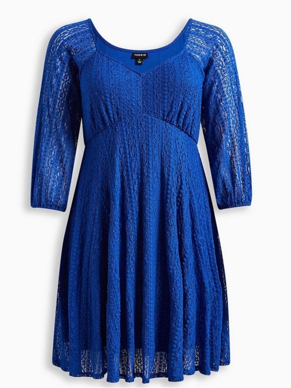 torrid Cobalt Blue Lace Empire Waist Midi Dress